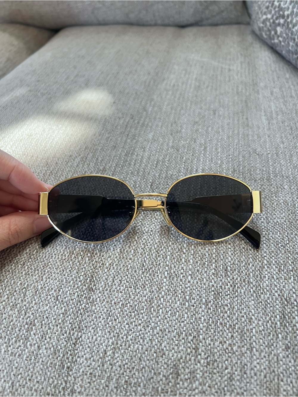 Celine Metal Triomphe 01 Gold Frame Oval Sunglasses - Picture 3 of 8